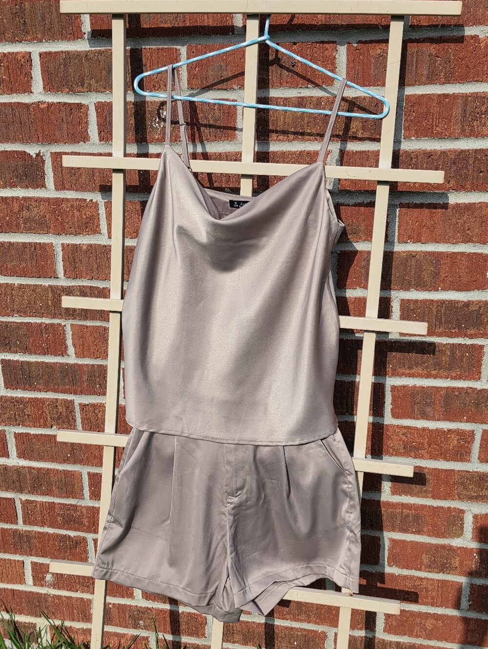 Cowl Neck Cami Top & Satin Short Set Small